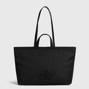 ALO Contrast Handle Yoga Shoulder Tote Bag Three Tone Wrinkle Canvas Nylon Large Capacity Casual Daily Workout Handbag