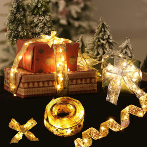 LED Fairy String Lights Waterproof Copper Wire Christmas Ribbon Bows Lights for Party Wedding