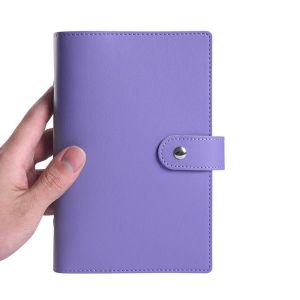 SKJK STUDIO Da PU Bìa sổ ghi chép A5/A6 Có thể đổ đầy lại Màu macaroon Vỏ máy tính xách tay lá rời Mềm Có khe cắm thẻ Bìa Sổ kế hoạch lịch trình Nhật Ký Viết