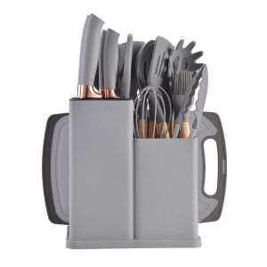 19pcs Kitchen Wares Heat-resistant Nonstick Utensils Silicone Knife Set With Storage Bucket Cooking Tools Kitchen