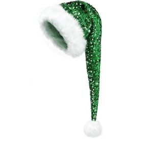 Sacesr Cosplay Supplies Solid Color Sequin Christmas Hat Long Comfortable Xmas Cap Plush 75cm Santa Claus Hat Holiday P9M4Y