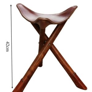 xpkQ Folding Stools Outdoor Portable Leather Wooden Fishing Tripod Stools Vintage Camping Leisure Chairs Living Room Furnitures N7Y3P
