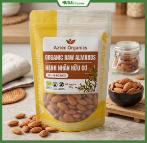 Hạnh nhân thô hữu cơ (Organic Raw Almond) - Aztec Orgnics - 200g