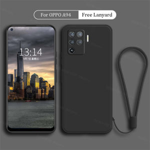 For OPPO A94 Phone Case Lens Protection Candy Color Cute Casing Solid Straight edge Liquid Silicone Soft TPU Back Cover -N10