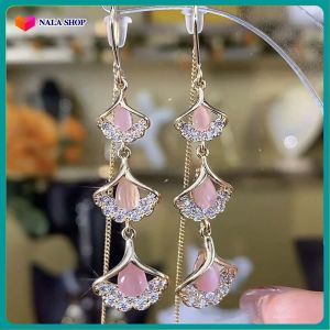 [Xanh - Trắng - Hồng] Bông tai dây rút cánh quạt thanh lịch sang chảnh - bong tai nữ đơn giản bong tai nữ kiểu bạc BX149 hoa tay nữ đẹp bông tai vàng kiểu bong tai nữ kiểu hoa tai đẹp christmas earring BSTKD - [NaLa Shop]