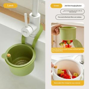 JJT Multifunctional Hanging Kitchen Sink Strainer Basket for Food Waste Filtering and Fruit Washing