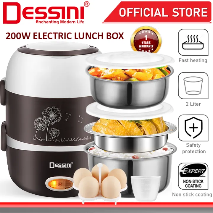 DESSINI ITALY 2L Electric Rice Cooker Lunch Box Non Stick Stainless ...