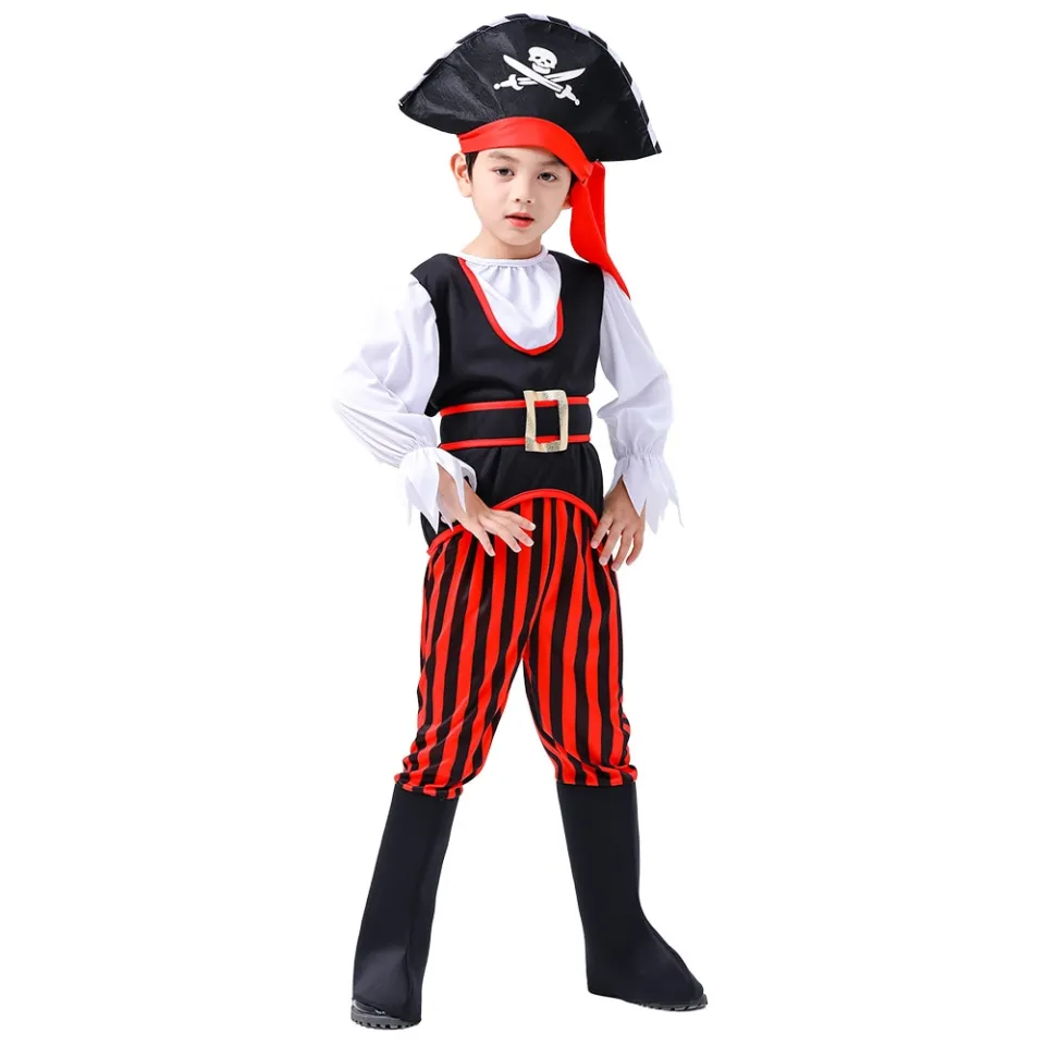M-XL Boys Halloween Captain Costumes Movie Pirates of the Caribbean Cosplay Kids  Children Carnival Purim Masquerade Party Dress - AliExpress
