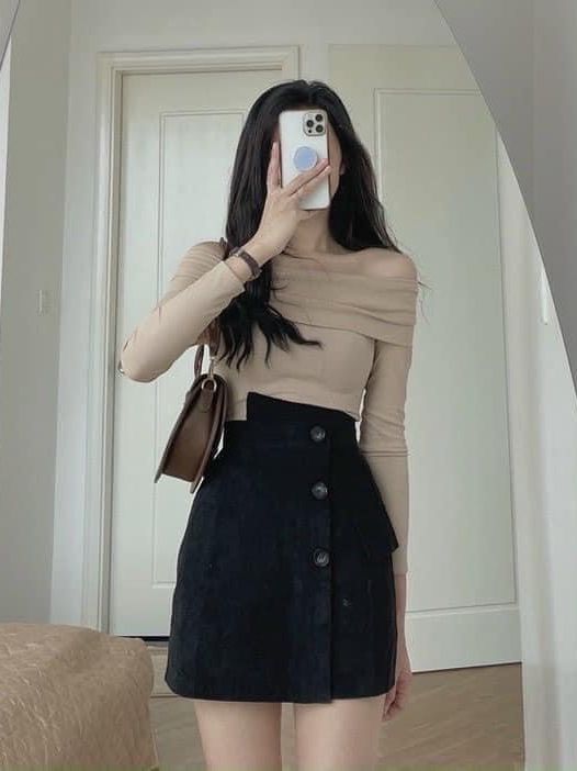 Chân Váy Mini Chéo Vạt Summer Màu Black ENVYLOOK Summer Strap Skirt