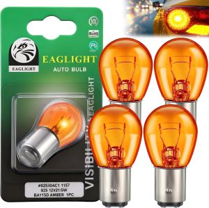 4 Pack 1157 Bulb Amber PY21/5W BAY15D 2057 2357 Brake Light Bulbs