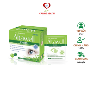 Gạc vệ sinh mắt Altawell Eyelid làm sạch và giảm các kích ứng mắt bờ mi với chiết xuất trà xanh (Hộp 20 gạc)