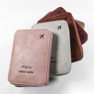 COLOO PU Leather Zipper Passport Bag RFID Anti-theft Multi-functional Travel Wallet Card Protector Simple Storage Bag Bus Tickets