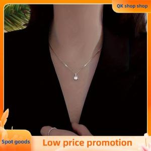 ✨QK shop✨ Fashion 925 Sterling Silver Round Zircon Necklace Minimalist Style Charm Choker Pendant Party Gift For Womens Fine Jewelry