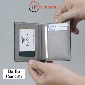 Ví nam đứng cao cấp P003 - DX mang phong cách tối giản mặt trong màu xám chất liệu da bò cao cấp BH 12 THÁNG