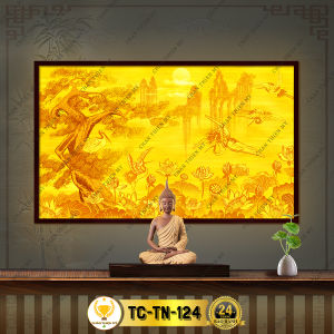 Đèn Thờ Tranh Ngang In Trúc Chỉ Cao Cấp CHÂN THIỆN MỸ Thờ Gia Tiên Ban Thờ Phật CTC-TN-11