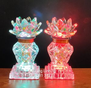 ĐÈN THỜ PHA LÊ BÔNG SEN THÍCH HỢP CÁC BAN THỜ BÀN PHẬT QUAN ÂM TÀI ĐỊA... ( 1 CẶP)