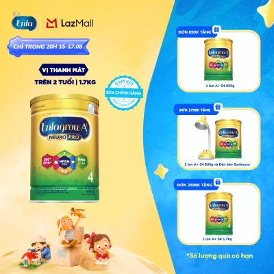 [CHỈ TỪ 15-17/08 MUA LÀ CÓ QUÀ] Sữa Bột Enfagrow A+ Neuropro 4 1.7kg với DHA giúp phát triển não bộ cho Trẻ Từ 2 – 6 Tuổi