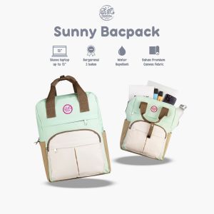 Daily Backpack Tas Ransel Canvas Sekolah kuliah Serbaguna untuk Cewek Dari Girl Station Sunny series Sage Green