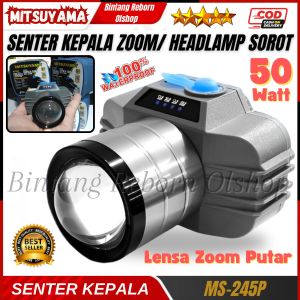Senter Kepala Super Terang Mitsuyama MS-245P / Senter Led Zoom 50 Watt / Senter Kepala 50 Watt Super Terang / Senter Kepala Anti Air / HeadLamp Super Terang / HeadLamp 50 Watt ~ Bintang Reborn Olshop