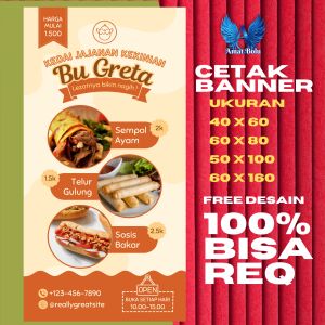 Spanduk Banner KEDAI JAJANAN KEKINIAN Custom Desain