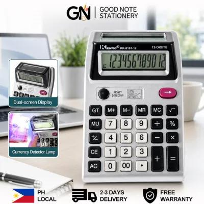 GN 12 Digits Dual Display Calculator with Money Detector KK-81011 Calculator Original- Battery Power
