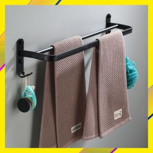 คุณภาพถูกแขวน ราวแขวนผ้าขนหนู Rak Home ราวฝ่าย 60 สมิติ ถุงดำ มีอลูมิเนียมสีดำ ป้องกันสนิม แช่งดิ้าย นอนหรือที่มีคู่ พรีกาวตะปูพลังม้าติด ราคาที่ยอดนิยม