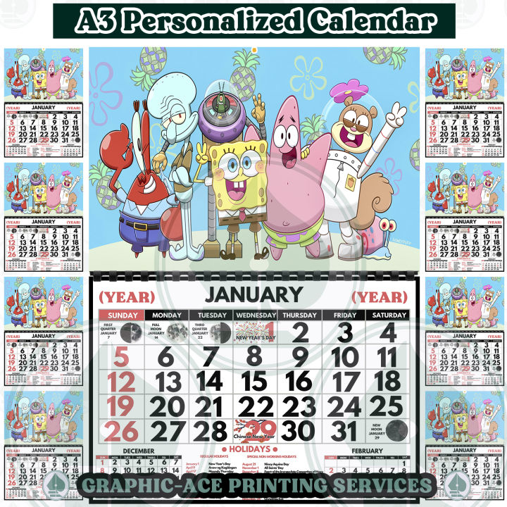 2025 WALL A3 Spongebob Design 2025 WALL Calendar Lazada PH