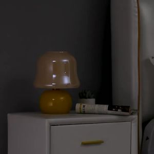 French Cream Glass Table Lamp Handmade Glass Bedroom Bedside Living Room Decor Mushroom Lamp