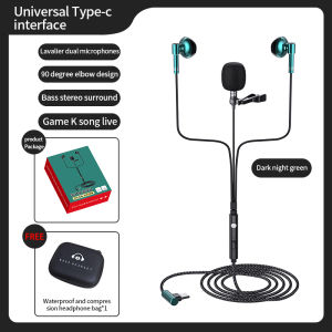 [2 In 1] Newmsnr Headset Microphone Lavalier Microphone With Earphones Portable Mini Clip Lapel Microphones For karaoke Video Recording Live broadcast Vlogging Online Class etc