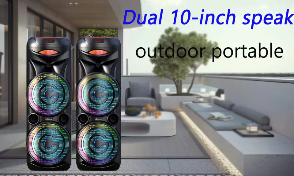 32-inch super large RGB Bluetooth speaker outdoor portable party high-power  Bluetooth speaker with remote control 2pcs wireless microphone