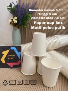 GELAS KERTAS/PAPER CUP/GELAS KOPI KERTAS/GELAS KERTAS KANTOR/GELAS SEKALI PAKAI/GELAS KOPI CAFE/GELAS UNIK UKURAN 8 OZ ISI 50 PS GELAS KOPI POLOS ECER DAN GROSIR TERMURAH