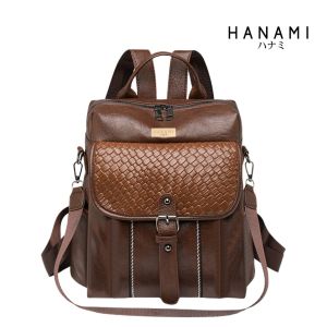 HANAMI Tas Ransel Cokelat Wanita TA1076B7 Kulit Elegan Hideko Simple Remaja Terbaru Branded Kantor