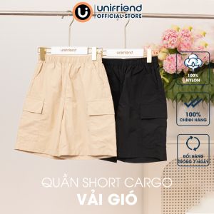 Quần short cargo vải gió siêu nhẹ mỏng thoáng mát bé trai và bé gái Unifriend Hàn Quốc U950Y Size 2-12 tuổi