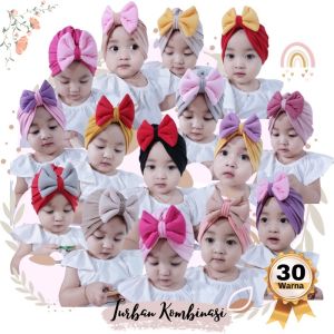 Isi 12 Pcs Turban Kupu Beda Warna Bayi dan Anak Perempuan (1lusin)