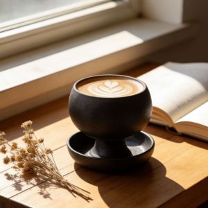 PENGY with Saucer Ceramic Coffee Cup Kiln Glaze Round Rotate Tea Cup Japanese Style 150ML Milk Cup Home Use