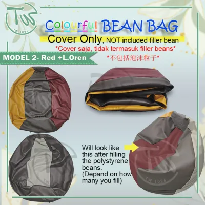 TW Ready Stock Lazy Colourful Bean Bag/PVC Waterproof Sofa Cover Not Filler/Children Adults Large Sofa