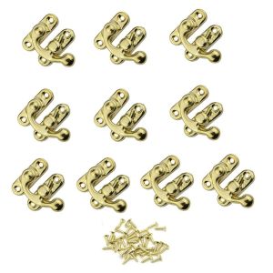 HUNIU 10Pcs Rustproof Iron Bag Accessories DIY Hardware Gift Box Clasp Box Accessories Wooden Box Lock Concealed Buckle Hasps Lock Hook Horn Lock