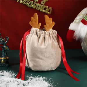 【9~9】New Christmas Candy Bags Antlers Bags Velvet Draw String Bunny Gift Packing Bags Dropshipping Bags Party Decoration