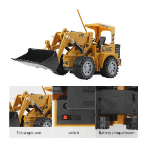 Bafada USB charging 1:24 Simulation Remote Control BulldozerStreet RollerPace carExcavator RC Crawler Tractor Toy5 Channel Construction Vehicle with Flashing LightsRotating Truck RC Car