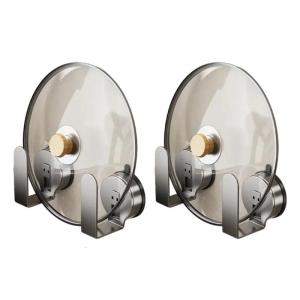 2Pieces Wall Mounted Pot Lid Holders Set Without Drilling Required Convenient for Small Kitchens and Limited Space