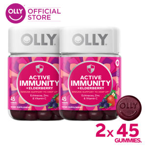 [Bundle of 2] OLLY Active Immunity Gummy Supplements w/ Elderberry & Immunity Blend for Immune Support (EXP: 02/2027)