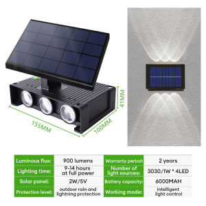 YESQ Solar Sensor Wall Light 6LED Lampu Solar Auto On/Off Solar Sensor Wall Light  Waterproof Motion Detector Charge Solar Light Outdoor Solar Light Street Landscape Garden Decor Lampu Dinding White Warm