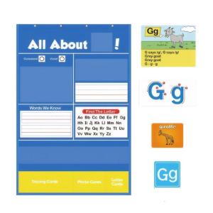 Alphabetic Wall Chart Set With Reusable Letter Tracing Word Cards For Kids Early Education ABS Learning Pocket Chart Toy