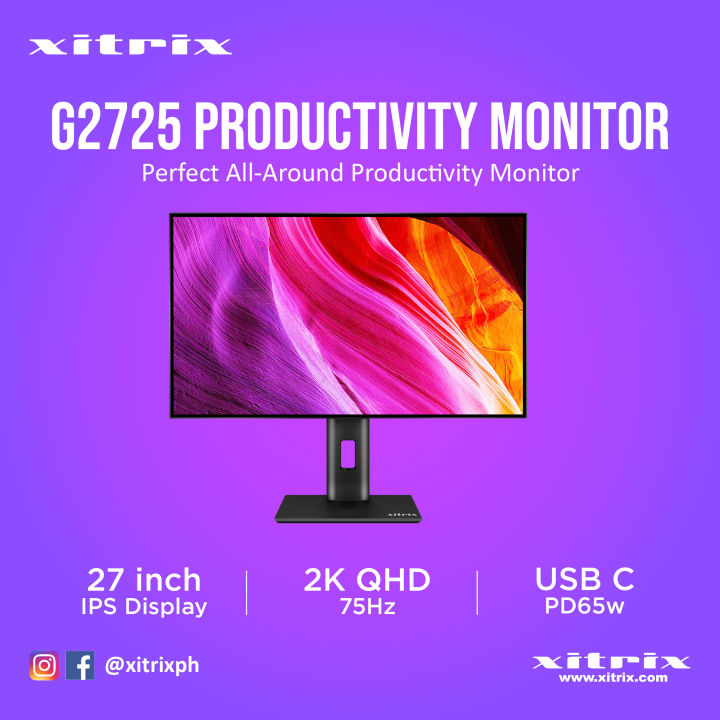 Xitrix Monitor Xitrix WFP2725 27inch 75Hz QHD IPS 4 Side borderless Flat Productivity ...