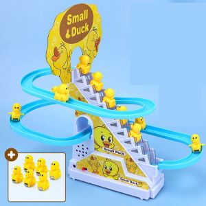 Little Yellow Duck Children Toys DIY Rail Racing Track Small Duck Climbing Stairs Electric Toys Music Educational Toy for Kids