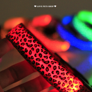 Vòng cổ chống đi lạc cho Chó Mèo hoạ tiết da beo có đèn led chiếu sáng - Love Pets Shop
