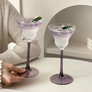 Purple Goblet Glass Cup Creative Art Flutes Party Barware