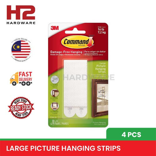 3M 17206W COMMAND LARGE PICTURE HANGING STRIPS Lazada