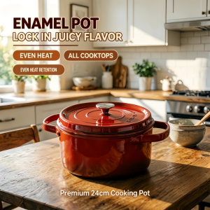 Oval Enameled Cast Iron Dutch Oven Non Stick Deep Pot with Lid for Sourdough Bread Braising Stewing Slow Cooking Heavy Duty Casserole Cookware