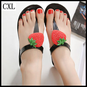 CXL Women Beautiful Flip Flop Bohemian Style Fashion Sandals Strawberry Jelly Flat Slippers (Size 36-41)